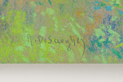 Rodolphe De Saegher (1871-1941): Summer landscape with trees, pastel on paper