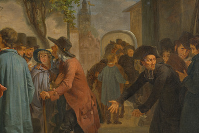Joseph Geirnaert (1790-1859): Deux int&eacute;rieurs et un discours public, huile sur toile, dat&eacute;s 1830/1831, avec quatre lithographies ajout&eacute;es