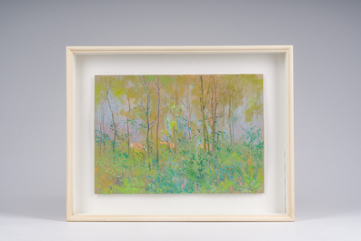 Rodolphe De Saegher (1871-1941): Summer landscape with trees, pastel on paper
