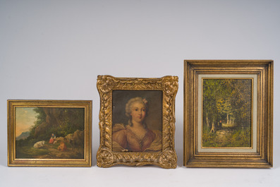 &Eacute;cole europ&eacute;enne: Cinq peintures diverses, huile sur toile et panneau, 19&egrave;me/20&egrave;me si&egrave;cle