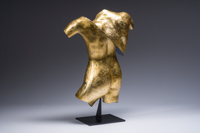 Davy Van Roy (1979): A richly gilt and painted plaster sculpture in the shape of a woman's body