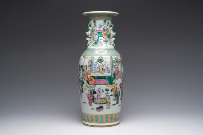 A Chinese famille rose vase with palace scenes, 19th C.