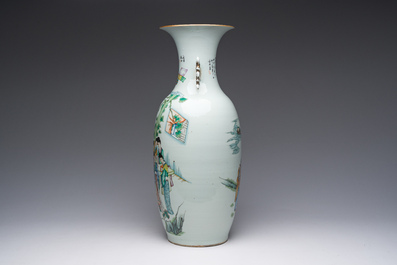 A Chinese famille rose double narrative design vase, 19th/20th C.