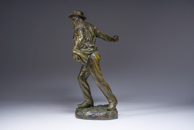 Henri D&eacute;sir&eacute; Gauqui&eacute; (1858-1927): The sower, brown-green patinated bronze