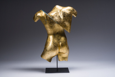 Davy Van Roy (1979): A richly gilt and painted plaster sculpture in the shape of a woman's body