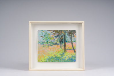 Rodolphe De Saegher (1871-1941): Summer landscape with trees, pastel on paper