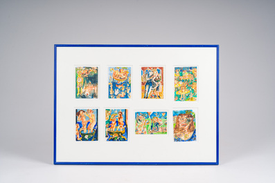 Koen Scherpereel (1961-1997): Acht diverse werken, aquarel op papier, gedateerd (19)94