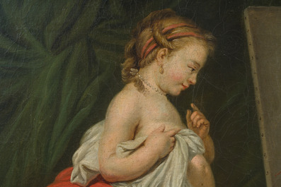 French school, follower of Charles-Andr&eacute; (Carle) Van Loo (1705-1765): Allegory of painting, oil on canvas, late 18th C.