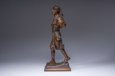 Emile Pinedo (1840-1916): 'Arabe en marche' (Arab on the march), brown patinated bronze