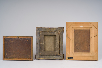 &Eacute;cole europ&eacute;enne: Cinq peintures diverses, huile sur toile et panneau, 19&egrave;me/20&egrave;me si&egrave;cle