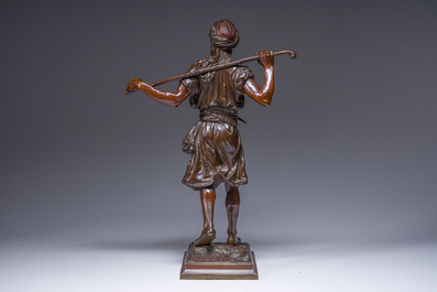 Emile Pinedo (1840-1916): 'Arabe en marche' (Arab on the march), brown patinated bronze