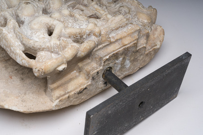 A fine Indian white marble parikha fragment with a Jain Thirthankara, probably Gujarat, 15th/16th C.