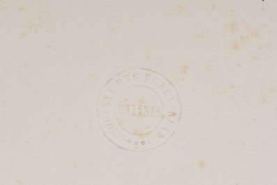 Willem Geets (1838-1919): Model for a historical scene, oil on canvas and Jean-Bapt. Coene (1859-1946): 'Le petit chaperon rouge', etching, dated 1891