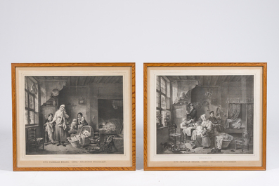 Joseph Geirnaert (1790-1859): Deux int&eacute;rieurs et un discours public, huile sur toile, dat&eacute;s 1830/1831, avec quatre lithographies ajout&eacute;es