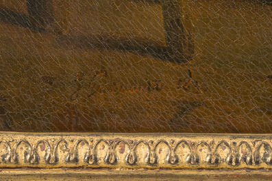 Joseph Geirnaert (1790-1859): Deux int&eacute;rieurs et un discours public, huile sur toile, dat&eacute;s 1830/1831, avec quatre lithographies ajout&eacute;es