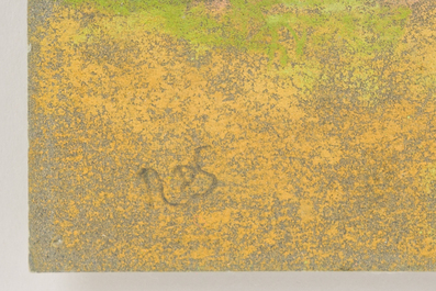 Rodolphe De Saegher (1871-1941): Summer landscape with haystacks, pastel on paper