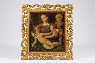 Italian school: The Holy Family with John the Baptist, oil on panel, 16th C.