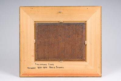 Louis Tielemans (1826-1856): Le campement devant l'auberge, huile sur panneau, dat&eacute; (18)48