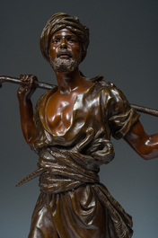 Emile Pinedo (1840-1916): 'Arabe en marche' (Arab on the march), brown patinated bronze
