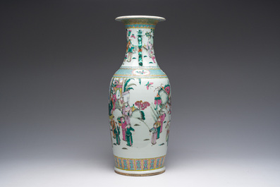 A Chinese famille rose vase with palace scenes, 19th C.