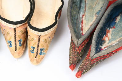 29 pairs of Chinese silk and cotton lotus shoes for bound feet, Qing and early 20th C.