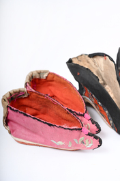 29 pairs of Chinese silk and cotton lotus shoes for bound feet, Qing and early 20th C.