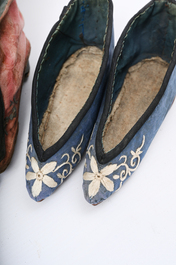 29 pairs of Chinese silk and cotton lotus shoes for bound feet, Qing and early 20th C.