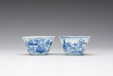 Eight Chinese blue and white wares, Kangxi and later