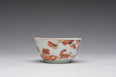 A Chinese verte-Imari 'Governor Duff' cup and saucer, Yongzheng/Qianlong