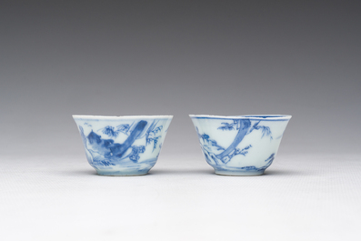 Eight Chinese blue and white wares, Kangxi and later