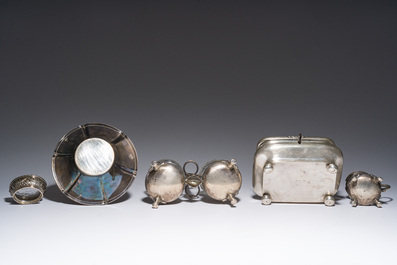 A varied collection of silver items, various styles and origins, a.o. Belgium and Germany, 19th/20th C.