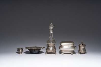 A varied collection of silver items, various styles and origins, a.o. Belgium and Germany, 19th/20th C.