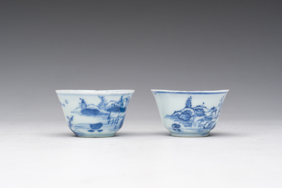 Eight Chinese blue and white wares, Kangxi and later