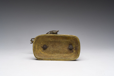 A Sino-Tibetan gilt bronze 'Mahakala' sculpture with polychrome design, 19th/20th C.