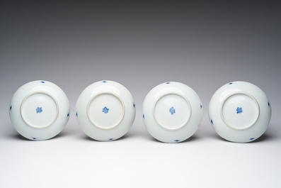 Eight Chinese blue and white wares, Kangxi and later