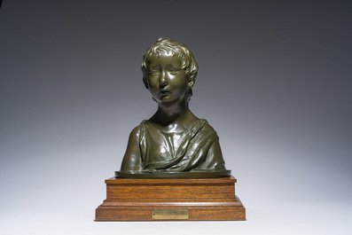 Italian school, follower of Desiderio da Settignano (1428-1464): Bust of a youth, green patinated bronze, 19th/20th C.