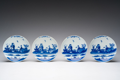 Eight Chinese blue and white wares, Kangxi and later