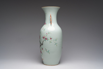 A Chinese famille rose vase with birds among blossoming branches, 19th C.