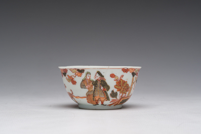 A Chinese verte-Imari 'Governor Duff' cup and saucer, Yongzheng/Qianlong