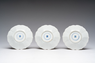 Six Chinese famille verte 'Kylin' saucers and four cups, Kangxi