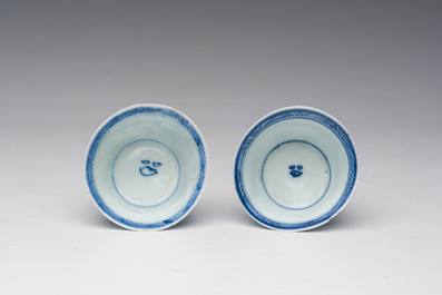 Eight Chinese blue and white wares, Kangxi and later