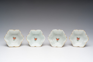 Six Chinese famille verte 'Kylin' saucers and four cups, Kangxi