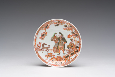 A Chinese verte-Imari 'Governor Duff' cup and saucer, Yongzheng/Qianlong