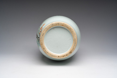 A Chinese famille rose vase with birds among blossoming branches, 19th C.