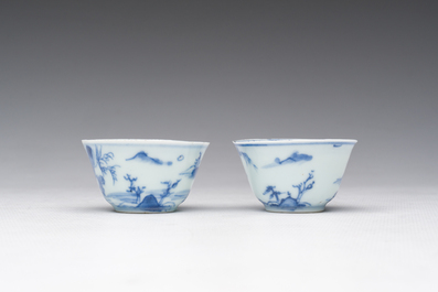 Eight Chinese blue and white wares, Kangxi and later