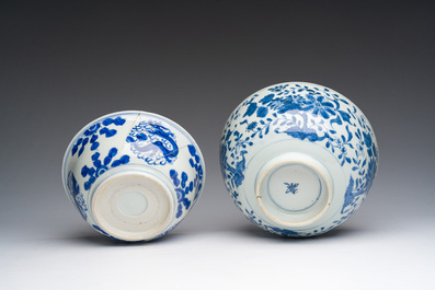 Two Chinese blue and white bowls, Kangxi and 19th C.