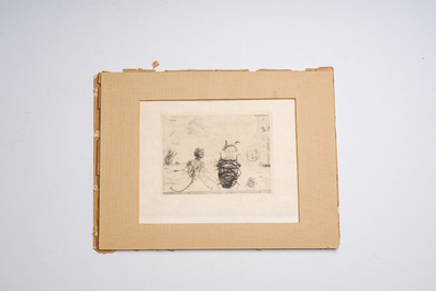 James Ensor (1860-1949): Insectes singuliers, drypoint etching on Japanese paper, dated 1888