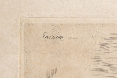 James Ensor (1860-1949): Insectes singuliers, drypoint etching on Japanese paper, dated 1888