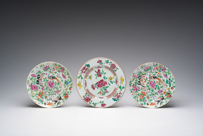 Six Chinese famille rose plates with floral design, 18th/19th C.