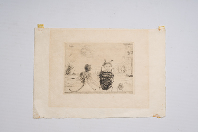 James Ensor (1860-1949): Insectes singuliers, drypoint etching on Japanese paper, dated 1888